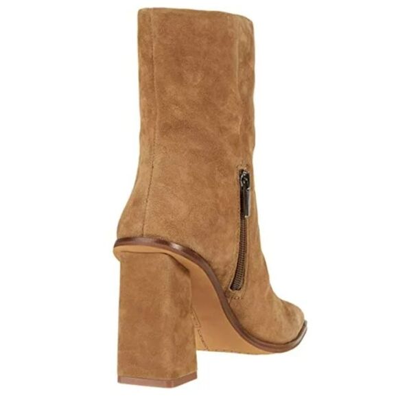 VINCE CAMUTO DANTANIA MID CALF SQUARE TOE BLOCK HEEL SUEDE BOOT - Picture 4 of 16